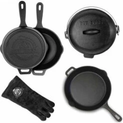 Kit 6 Accessoires De Cuisson En Fonte Pour Le Barbecue Pit Boss