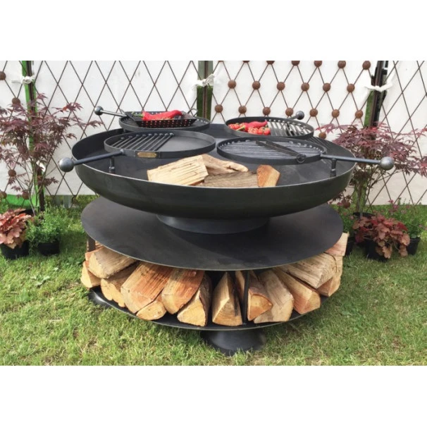 Braséro De Jardin Firepit Ring Of Logs Avec 4 Grilles Ø120 X H70 Cm 3 Braséro De Jardin Firepit Ring Of Logs Avec 4 Grilles Ø120 X H70 Cm – Image 3