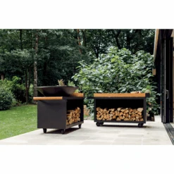 Braséro Plancha OFYR Island 100 Pro Black Billot Teck -Barbecue Étagères Magasin brasero ofyr island pro 100 black plancha bois de teck 1