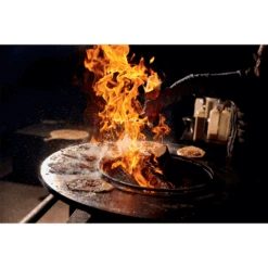 Braséro Plancha OFYR Island 100 Pro Black Billot Teck -Barbecue Étagères Magasin brasero ofyr island pro 100 black plancha bois de teck 2