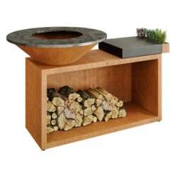Braséro Plancha OFYR Island 100 Acier Corten Billot Céramique -Barbecue Étagères Magasin brasero plancha ofyr island 100 ceramique 3