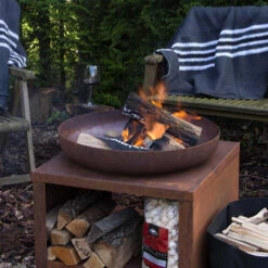 Nouveaux produits -Barbecue Étagères Magasin brasero storage acier corten esschert rond 80 cm 1