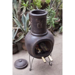 Cheminée Mexicaine Extérieure Grand Modèle 106 Cm Marron -Barbecue Étagères Magasin cheminee mexicaine gm 106cm design marron sur base 2