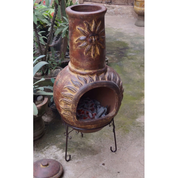 Cheminée Mexicaine Extérieure Grand Modèle 106 Cm Soleil Rouge 3 Cheminée Mexicaine Extérieure Grand Modèle 106 Cm Soleil Rouge – Image 3