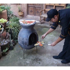 Cheminée Mexicaine Sur Base Avec Grille Inox Mexico Trade Center Jumbo 113 Cm Brun 12 Cheminée Mexicaine Sur Base Avec Grille Inox Mexico Trade Center Jumbo 113 Cm Brun -Barbecue Étagères Magasin cheminee mexicaine jumbo brun 113cm sur base avec grille inox 2