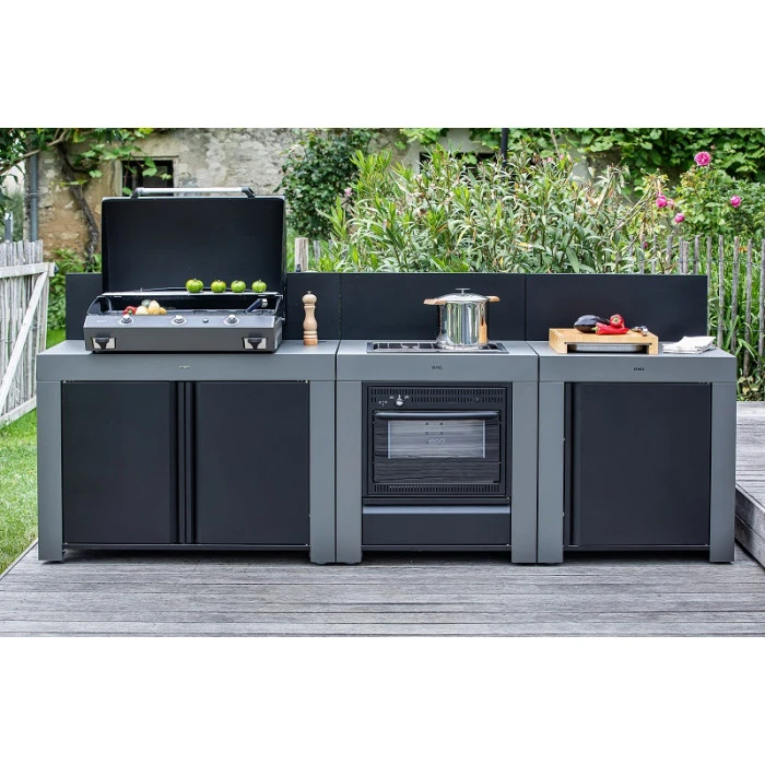 Cuisine D'extérieur ENO Modulo Acier Pour Plancha - 3 Modules Avec Cuisinière Et Chariot Félix 4 Cuisine D'extérieur ENO Modulo Acier Pour Plancha - 3 Modules Avec Cuisinière Et Chariot Félix – Image 4