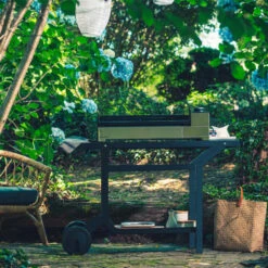 Desserte Universelle Plancha 3-4 Feux Acier Noir Forge Adour -Barbecue Étagères Magasin desserte en acier noir pour plancha forge adour 2