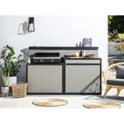 Desserte Universelle 3-4 Feux Forge Adour Acier Noir Et Gris -Barbecue Étagères Magasin desserte forge adour acier noir et gris 2