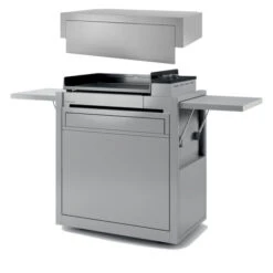 Ensemble Plancha électrique Fonte Forge Adour Premium E60 Inox Sur Chariot + Capot