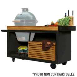 Table OFYR Pro Pour Big Green Egg Black Bois Teck -Barbecue Étagères Magasin kamado ofyr table black pro bois de teck bge 2