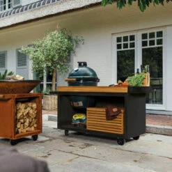 Table OFYR Pro Pour Big Green Egg Black Bois Teck -Barbecue Étagères Magasin kamado ofyr table black pro bois de teck bge 4