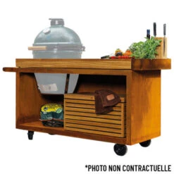 Table OFYR Pro Pour Big Green Egg Corten Bois Teck -Barbecue Étagères Magasin kamado ofyr table pro bois de teck bge 2