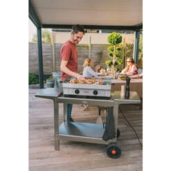 Chariot Inox "Plein Air" Pour Plancha Krampouz Double -Barbecue Étagères Magasin khea05 chariot inox plein air pour plancha krampouz double 2