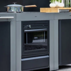 Modulo Cuisinière Four Et Plaque - Gris Acier - Cuisine D'extérieur ENO -Barbecue Étagères Magasin mod7005 cuisiniere modulo gris cuisine exterieur eno ambiance 3