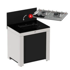 Modulo Table De Cuisson Master 2 Brûleurs - Coloris Inox Et Noir - Pour Cuisine D'extérieur ENO 18 Modulo Table De Cuisson Master 2 Brûleurs - Coloris Inox Et Noir - Pour Cuisine D'extérieur ENO -Barbecue Étagères Magasin modulo gris plaque