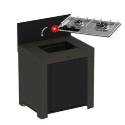 Modulo Table De Cuisson Master 2 Brûleurs - Coloris Gris Cargo - Pour Cuisine D'extérieur ENO -Barbecue Étagères Magasin modulo noir plaque