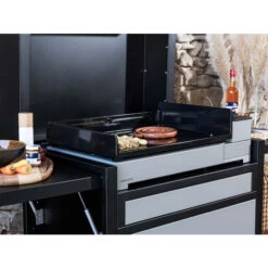 Pack Plancha Forge Adour PREMIUM 60 Acier Noir Et Gris + Chariot Et Capot -Barbecue Étagères Magasin pack plancha gaz forge adour premium 60 acier noir gris 3