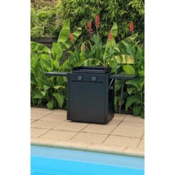 Pack Plancha à Gaz Forge Adour MODERN 60 Acier Noir + Chariot -Barbecue Étagères Magasin plancha forge adour modern 60 acier sur chariot 5 1