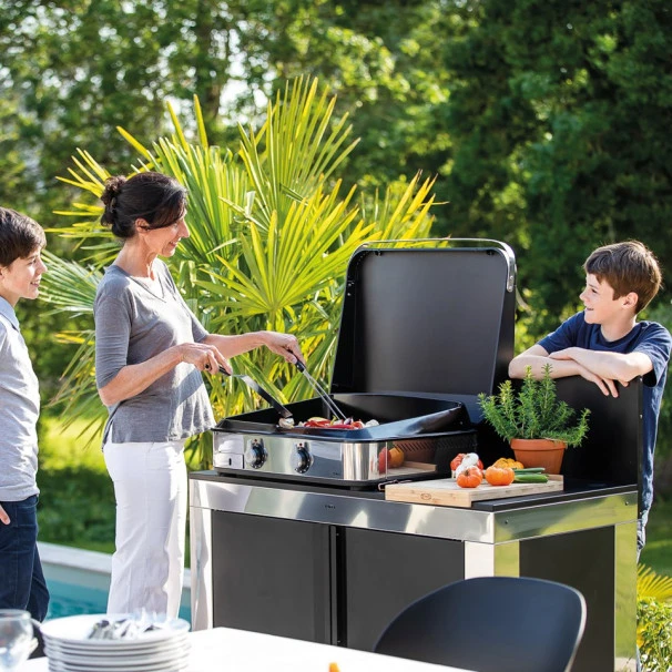 Plancha Gaz Eno 65 Enosign Inox Et Noir 2 Brûleurs 56 X 40 Avec Couvercle 2 Plancha Gaz Eno 65 Enosign Inox Et Noir 2 Brûleurs 56 X 40 Avec Couvercle – Image 2