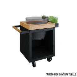 Table OFYR Pro 65 Black / Bois De Teck Pour Big Green Egg -Barbecue Étagères Magasin table black pro 65 ofyr bois de teck bge pour kamado 2